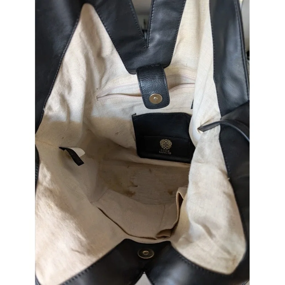 Vince Camuto Afina Black Leather Geometric Tote Bag Womens - Picture 6 of 12